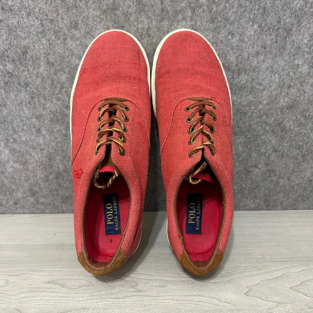 Polo Ralph Lauren Vaughn Sneakers‎ Mens 12 Red Burlap Suede Casual Low Top Shoes